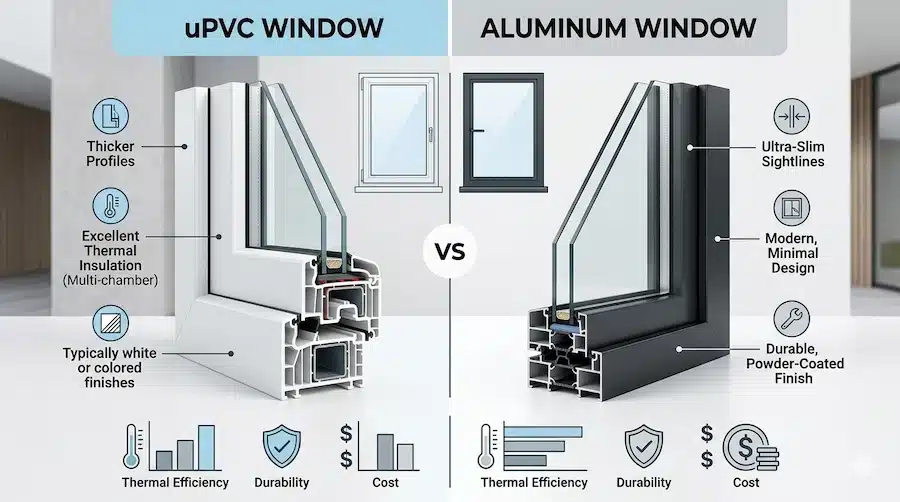 يو بي في سي أم الألومنيوم أيهما أفضل للشبابيك؟