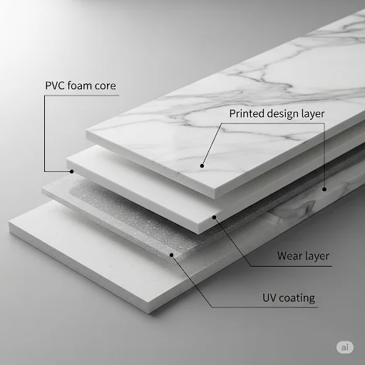 بديل الرخام PVC: الحل الأنيق والاقتصادي لتجديد ديكورات منزلك مكونات ألواح بديل الرخام PVC