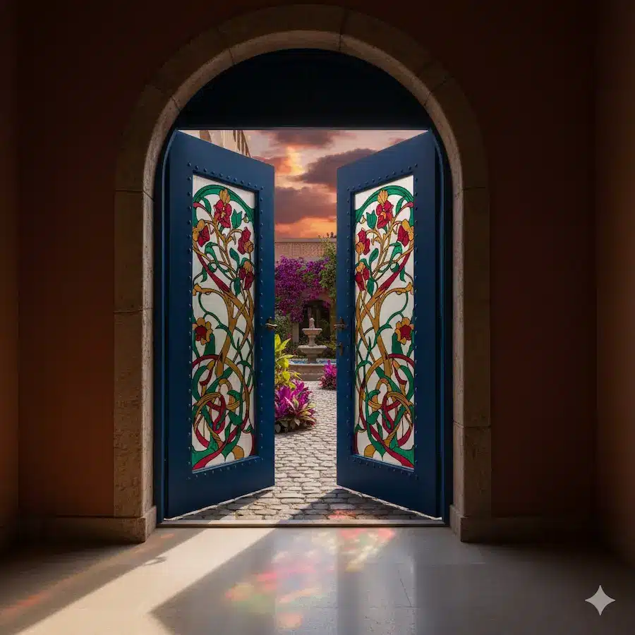 استخدامات الزجاج الرملي في الأبواب