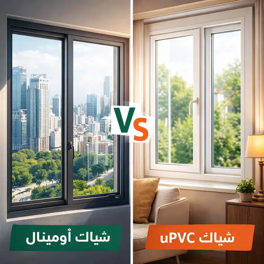 مقارنة بين شباك ألوميتال وشباك PVC من حيث الشكل والتصميم