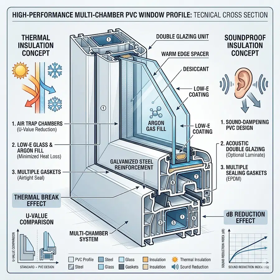 مواصفات شبابيك PVC والعزل الداخلي