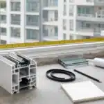 قياس فتحة نافذة قبل تركيب UPVC مع قطاع وزجاج وجوانات وأدوات فحص آمنة